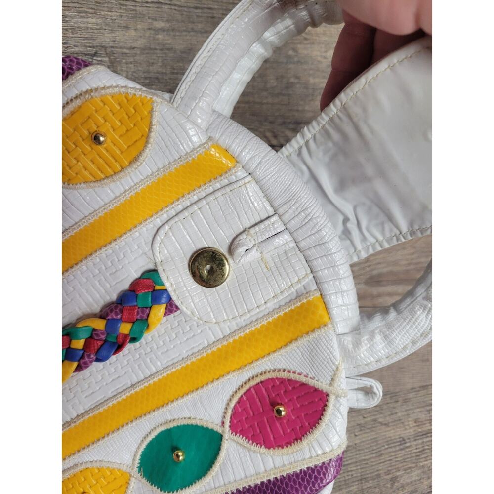 Dolce Vita White Tote with Yellow, Purple, and Green Accents - Picture 4 of 10